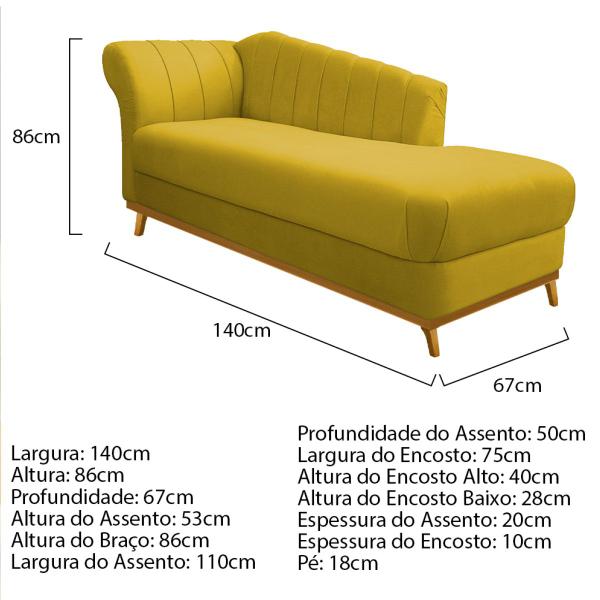 Imagem de Kit Diva Recamier Vanessa 140cm Lado Direito e 01 Poltrona Laura Suede