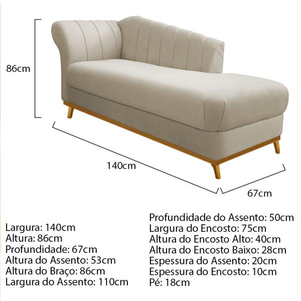 Imagem de Kit Diva Recamier Vanessa 140cm Lado Direito e 01 Poltrona Laura Suede