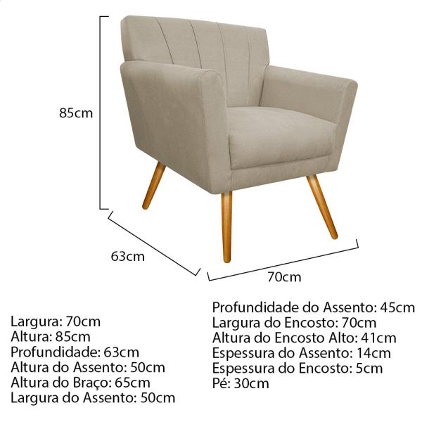 Imagem de Kit Diva Recamier Vanessa 140cm Lado Direito e 01 Poltrona Laura Suede