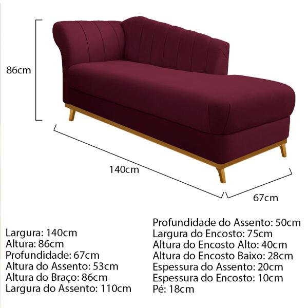 Imagem de Kit Diva Recamier Vanessa 140cm Lado Direito e 01 Poltrona Laura Suede