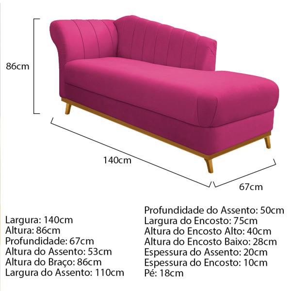 Imagem de Kit Diva Recamier Vanessa 140cm Lado Direito e 01 Poltrona Laura Suede