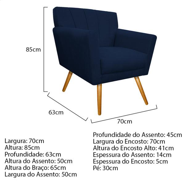 Imagem de Kit Diva Recamier Vanessa 140cm Lado Direito e 02 Poltronas Laura Suede - ADJ Decor