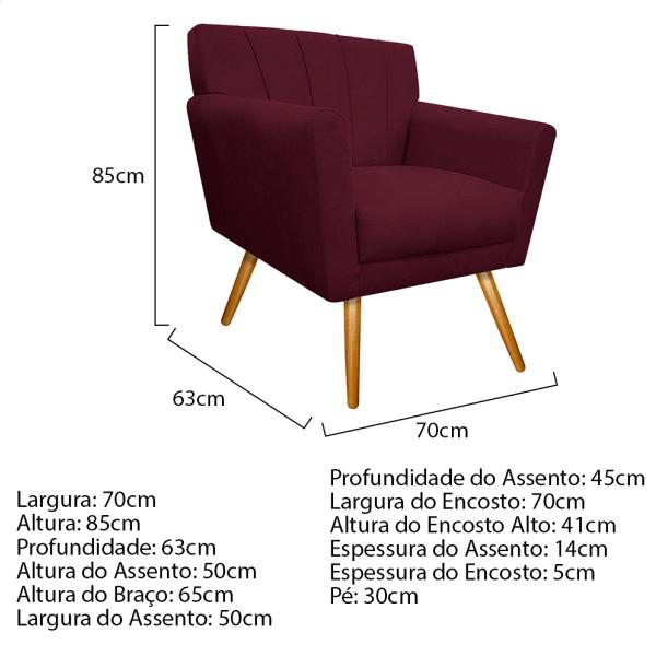 Imagem de Kit Diva Recamier Vanessa 140cm Lado Direito e 02 Poltronas Laura Suede - ADJ Decor