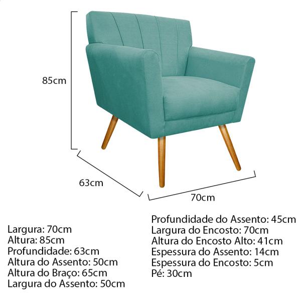 Imagem de Kit Diva Recamier Vanessa 140cm Lado Direito e 02 Poltronas Laura Suede - Doce Sonho Móveis