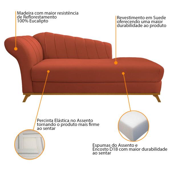 Imagem de Kit Diva Recamier Vanessa 140cm Lado Direito e 02 Poltronas Laura Suede - Doce Sonho Móveis