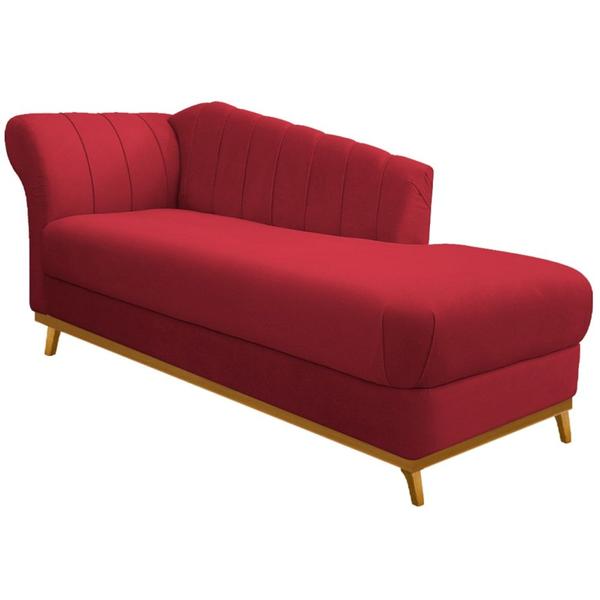 Imagem de Kit Diva Recamier Vanessa 140cm Lado Direito e 02 Poltronas Laura Suede Vermelho - Amarena Móveis