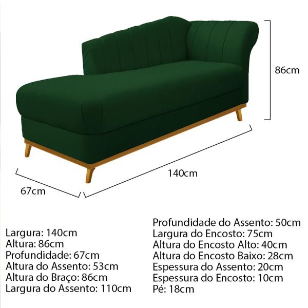 Imagem de Kit Diva Recamier Vanessa 140cm Lado Esquerdo e 01 Poltrona Laura Suede