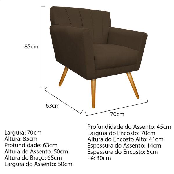 Imagem de Kit Diva Recamier Vanessa 140cm Lado Esquerdo e 01 Poltrona Laura Suede