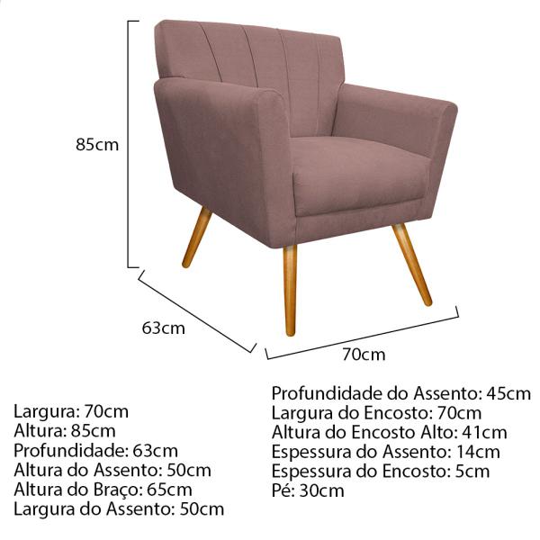 Imagem de Kit Diva Recamier Vanessa 140cm Lado Esquerdo e 02 Poltronas Laura Linho - Doce Sonho Móveis