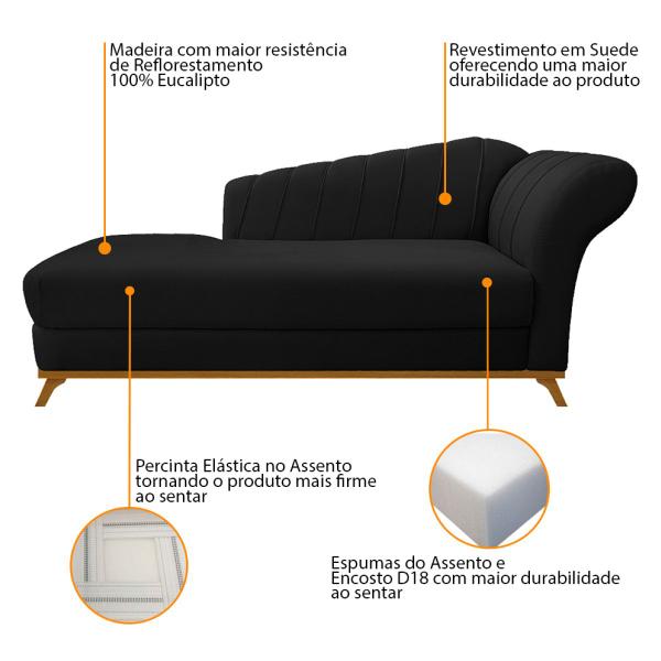 Imagem de Kit Diva Recamier Vanessa 140cm Lado Esquerdo e 02 Poltronas Laura Suede - ADJ Decor