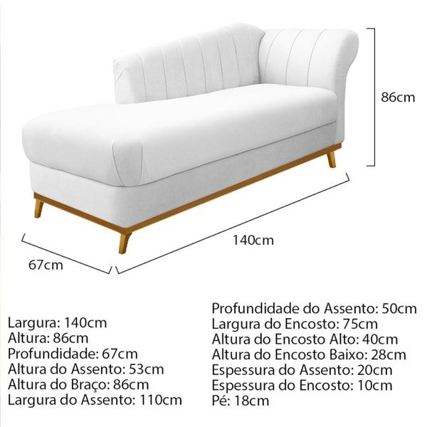 Imagem de Kit Diva Recamier Vanessa 140cm Lado Esquerdo e 02 Poltronas Laura Suede Branco - Amarena Móveis