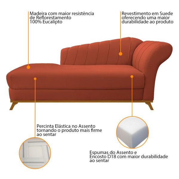 Imagem de Kit Diva Recamier Vanessa 140cm Lado Esquerdo e 02 Poltronas Laura Suede - Doce Sonho Móveis