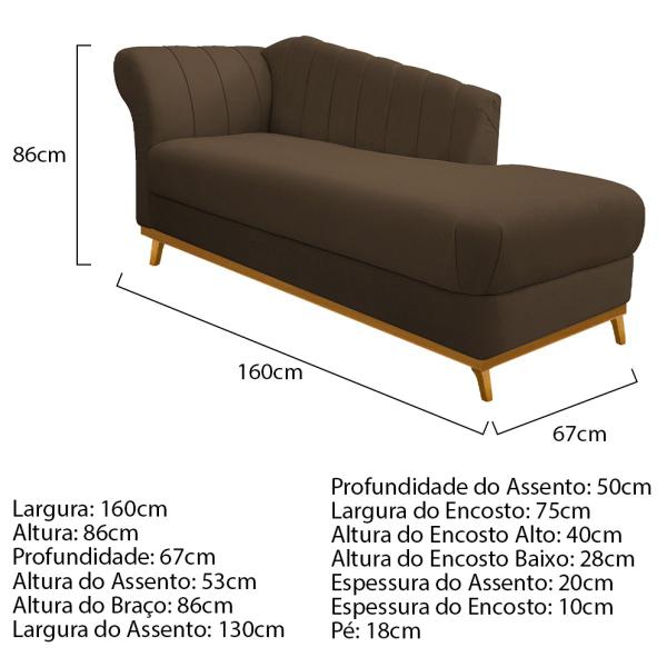 Imagem de Kit Diva Recamier Vanessa 160cm Lado Direito e 01 Poltrona Laura Suede