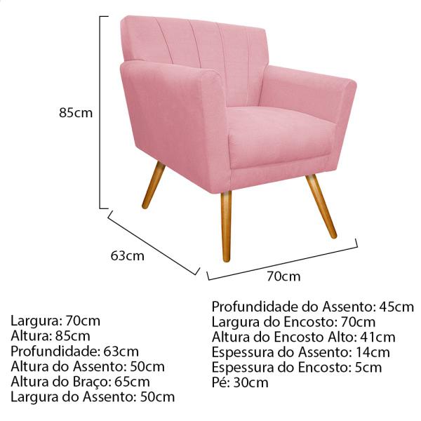 Imagem de Kit Diva Recamier Vanessa 160cm Lado Direito e 01 Poltrona Laura Suede