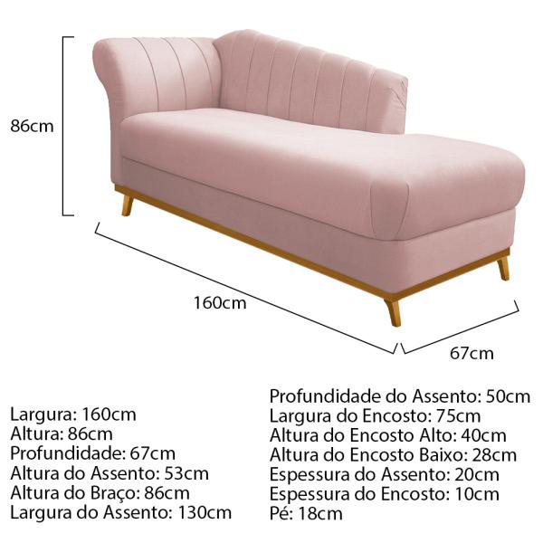 Imagem de Kit Diva Recamier Vanessa 160cm Lado Direito e 01 Poltrona Laura Suede