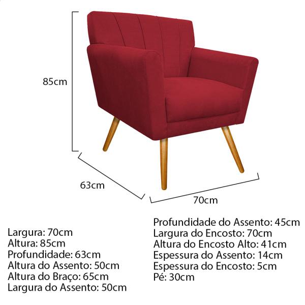 Imagem de Kit Diva Recamier Vanessa 160cm Lado Direito e 01 Poltrona Laura Suede