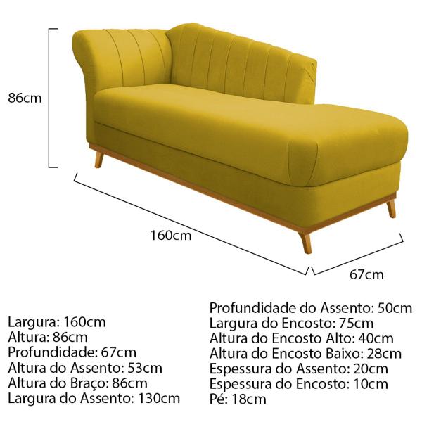 Imagem de Kit Diva Recamier Vanessa 160cm Lado Direito e 02 Poltronas Laura Suede - ADJ Decor