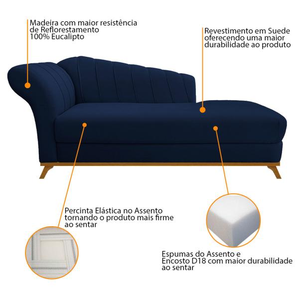 Imagem de Kit Diva Recamier Vanessa 160cm Lado Direito e 02 Poltronas Laura Suede - ADJ Decor