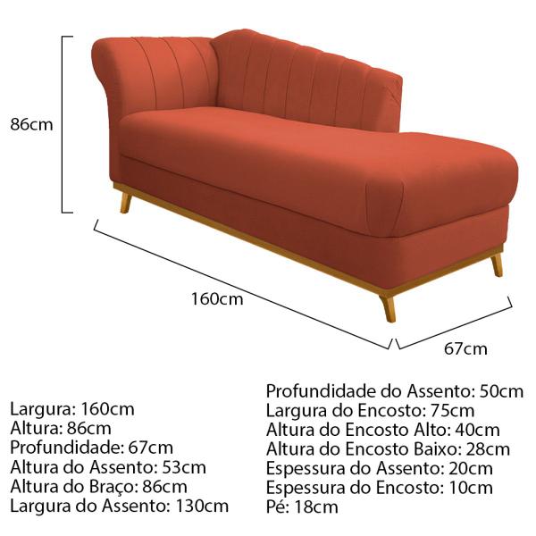 Imagem de Kit Diva Recamier Vanessa 160cm Lado Direito e 02 Poltronas Laura Suede - ADJ Decor