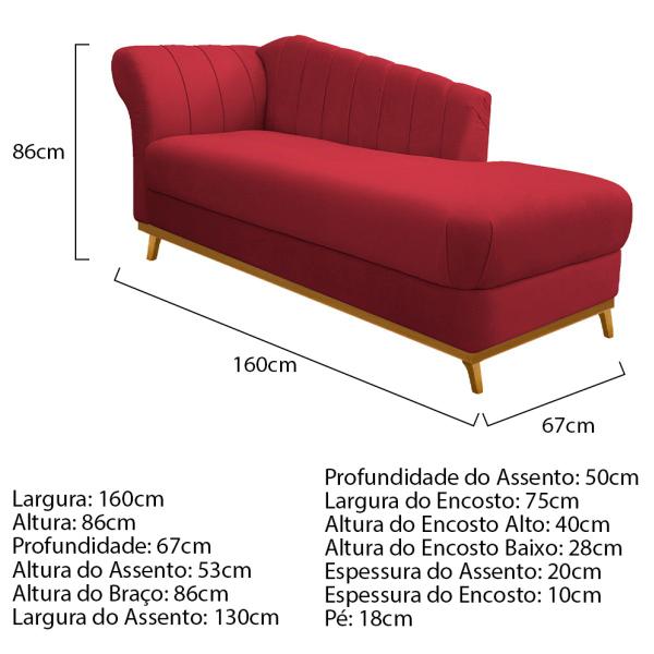 Imagem de Kit Diva Recamier Vanessa 160cm Lado Direito e 02 Poltronas Laura Suede - ADJ Decor