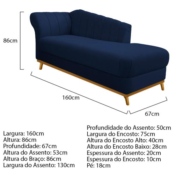 Imagem de Kit Diva Recamier Vanessa 160cm Lado Direito e 02 Poltronas Laura Suede - Amarena Móveis