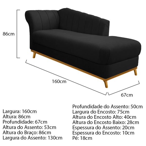 Imagem de Kit Diva Recamier Vanessa 160cm Lado Direito e 02 Poltronas Laura Suede - Amarena Móveis