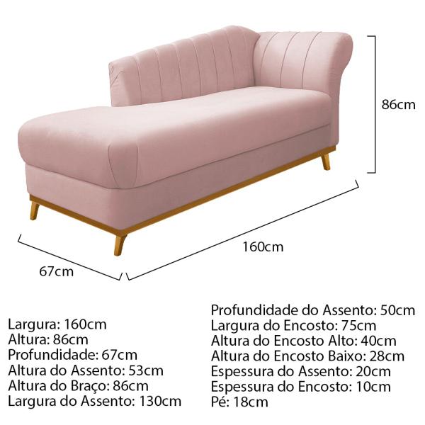 Imagem de Kit Diva Recamier Vanessa 160cm Lado Esquerdo e 01 Poltrona Laura Suede