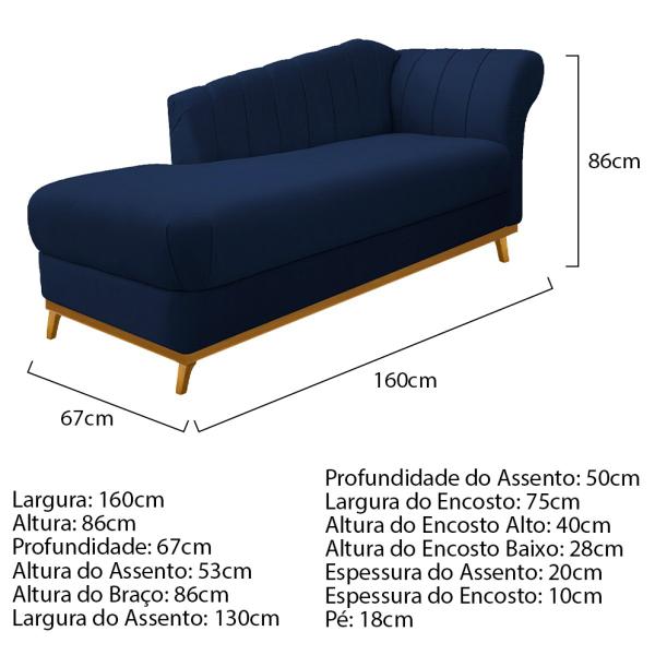 Imagem de Kit Diva Recamier Vanessa 160cm Lado Esquerdo e 01 Poltrona Laura Suede