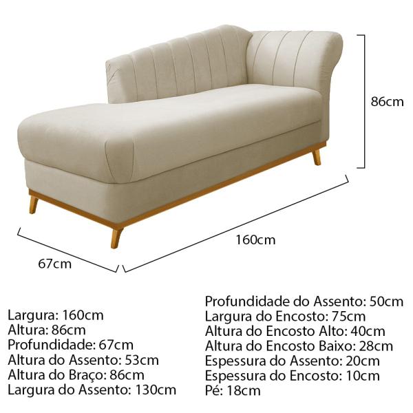 Imagem de Kit Diva Recamier Vanessa 160cm Lado Esquerdo e 02 Poltronas Laura Linho - Amarena Móveis