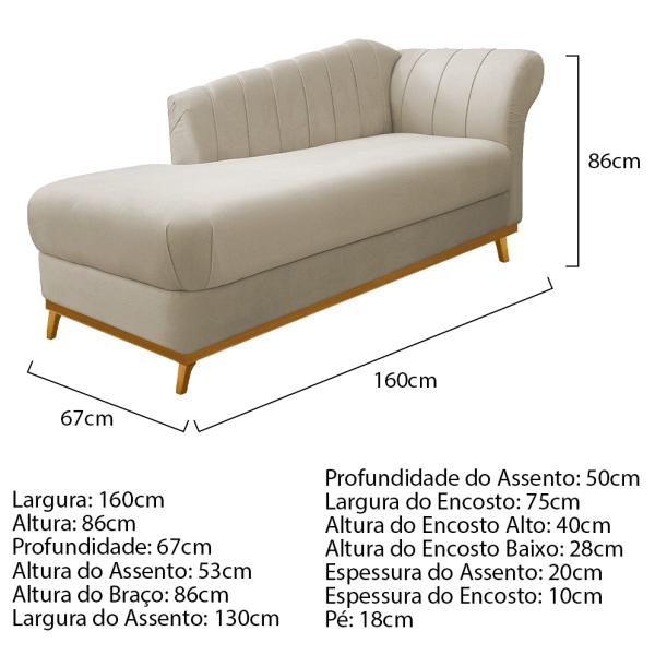 Imagem de Kit Diva Recamier Vanessa 160cm Lado Esquerdo e 02 Poltronas Laura Suede - ADJ Decor