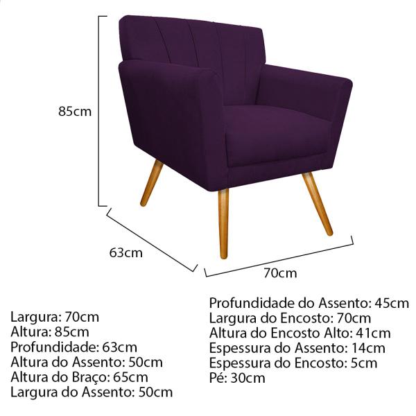 Imagem de Kit Diva Recamier Vanessa 160cm Lado Esquerdo e 02 Poltronas Laura Suede - ADJ Decor