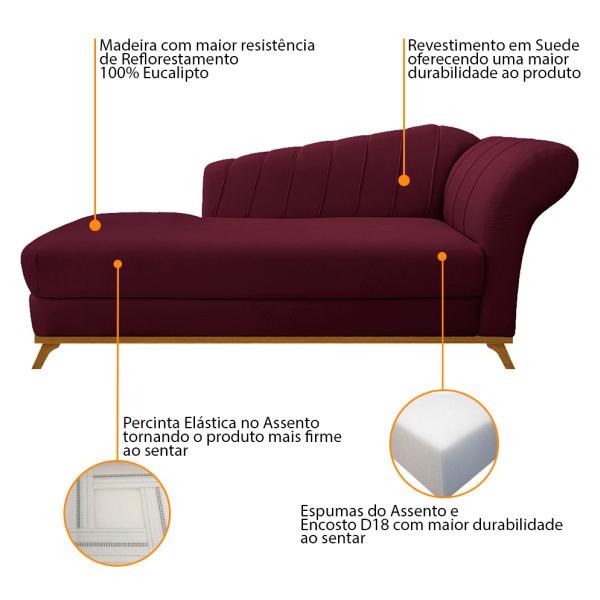 Imagem de Kit Diva Recamier Vanessa 160cm Lado Esquerdo e 02 Poltronas Laura Suede - Amarena Móveis