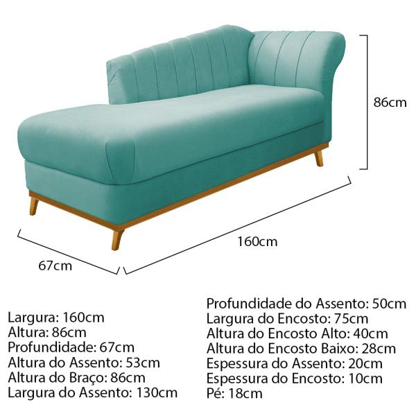 Imagem de Kit Diva Recamier Vanessa 160cm Lado Esquerdo e 02 Poltronas Laura Suede - Doce Sonho Móveis