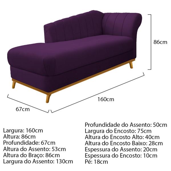 Imagem de Kit Diva Recamier Vanessa 160cm Lado Esquerdo e 02 Poltronas Laura Suede - Doce Sonho Móveis