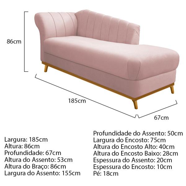 Imagem de Kit Diva Recamier Vanessa 185cm Lado Direito e 01 Poltrona Laura Suede