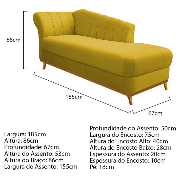 Imagem de Kit Diva Recamier Vanessa 185cm Lado Direito e 01 Poltrona Laura Suede