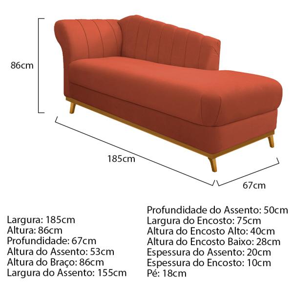 Imagem de Kit Diva Recamier Vanessa 185cm Lado Direito e 01 Poltrona Laura Suede