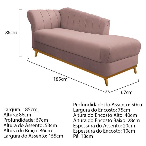 Imagem de Kit Diva Recamier Vanessa 185cm Lado Direito e 02 Poltronas Laura Linho - ADJ Decor