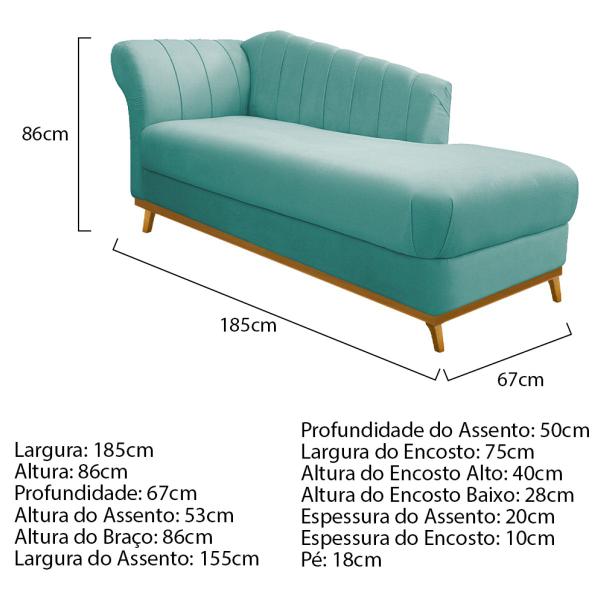 Imagem de Kit Diva Recamier Vanessa 185cm Lado Direito e 02 Poltronas Laura Suede - ADJ Decor