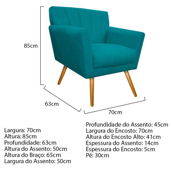 Imagem de Kit Diva Recamier Vanessa 185cm Lado Direito e 02 Poltronas Laura Suede - Amarena Móveis