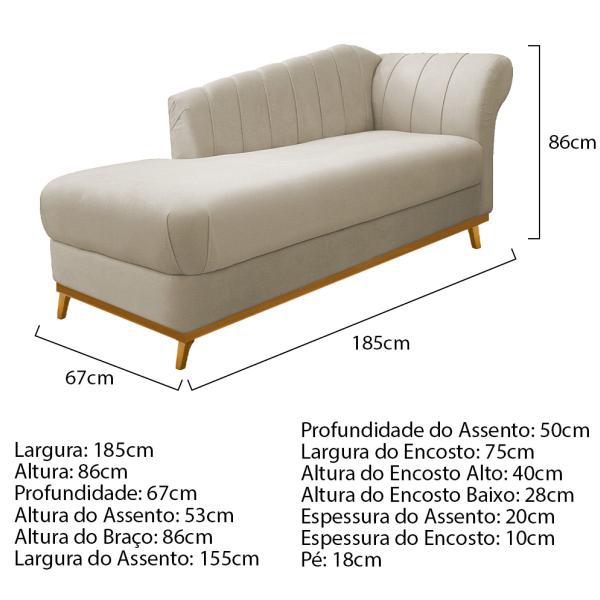 Imagem de Kit Diva Recamier Vanessa 185cm Lado Esquerdo e 01 Poltrona Laura Suede