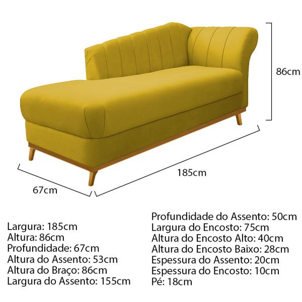 Imagem de Kit Diva Recamier Vanessa 185cm Lado Esquerdo e 01 Poltrona Laura Suede