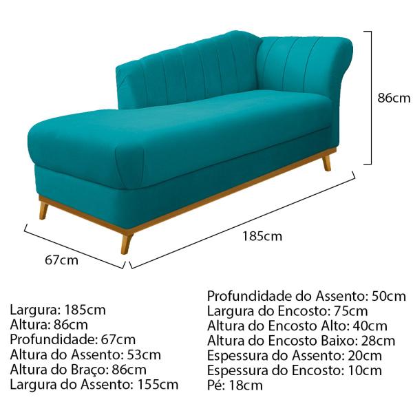 Imagem de Kit Diva Recamier Vanessa 185cm Lado Esquerdo e 01 Poltrona Laura Suede