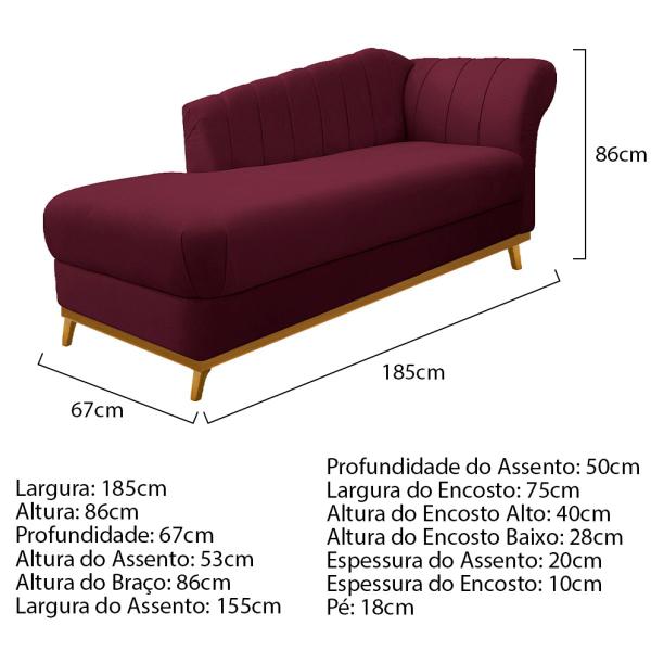 Imagem de Kit Diva Recamier Vanessa 185cm Lado Esquerdo e 01 Poltrona Laura Suede