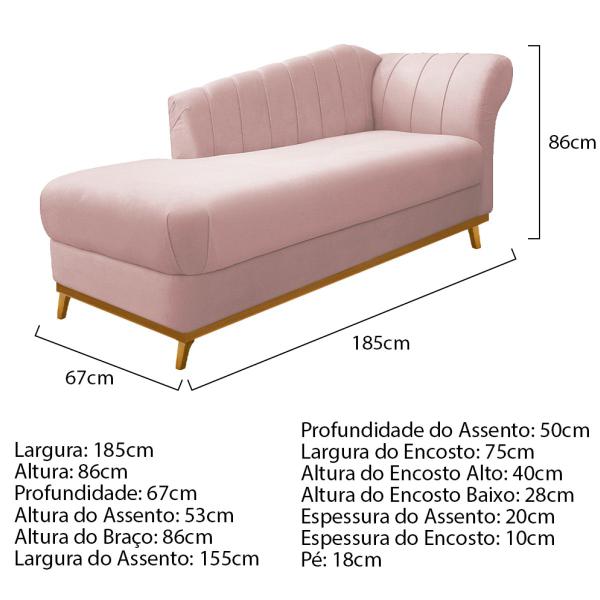 Imagem de Kit Diva Recamier Vanessa 185cm Lado Esquerdo e 02 Poltronas Laura Suede - ADJ Decor