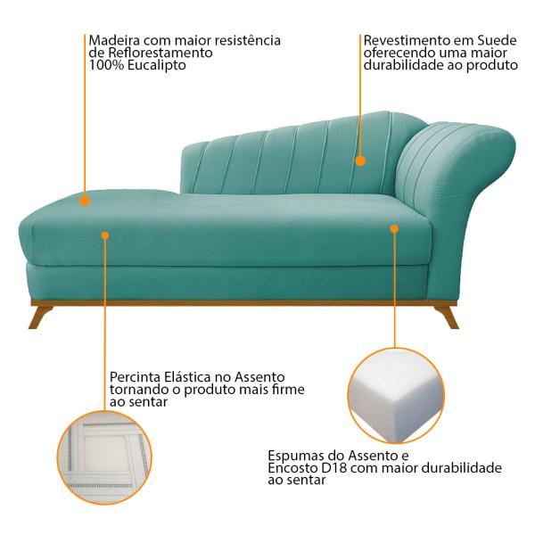 Imagem de Kit Diva Recamier Vanessa 185cm Lado Esquerdo e 02 Poltronas Laura Suede - Doce Sonho Móveis