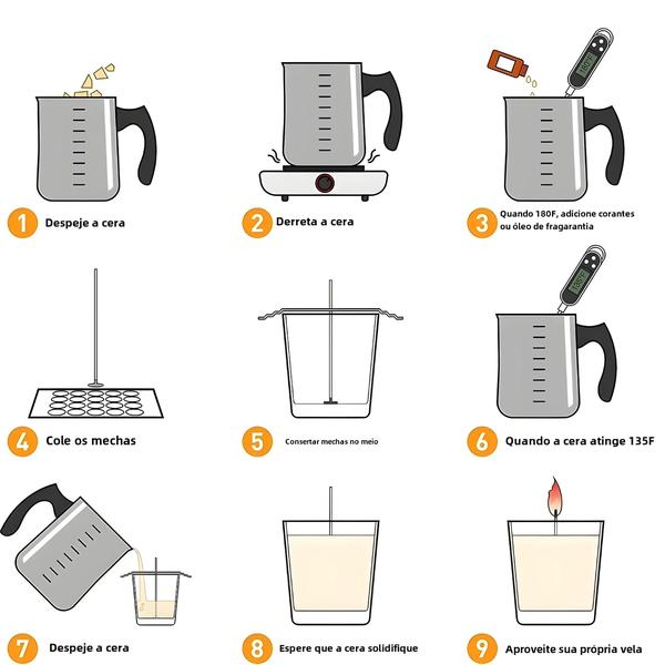 Kit DIY de Fabricação de Velas de Cera de Soja com Ferramentas e Suprimentos Imagem de Kit DIY de Fabricação de Velas de Cera de Soja com Ferramentas e Suprimentos