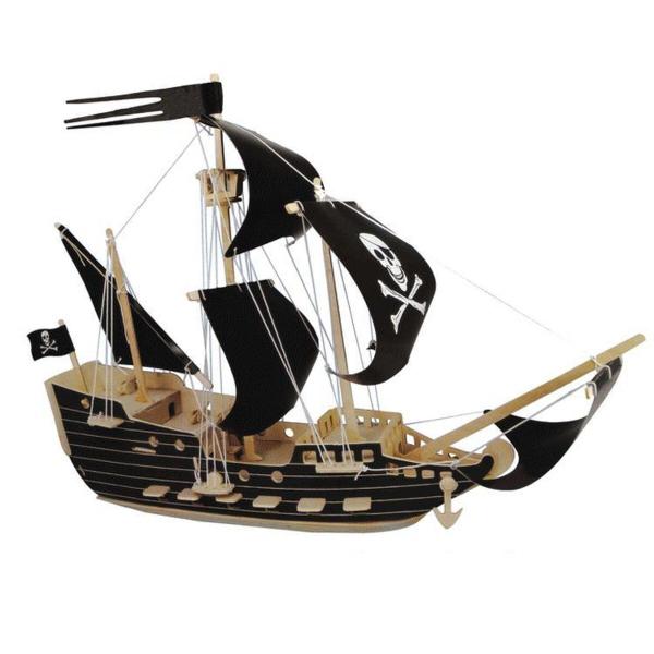 Imagem de Kit DIY de quebra-cabeça de modelo de madeira Wokex 3D Pirate Boat para crianças