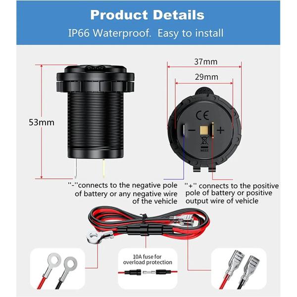 Imagem de Kit Diy De Substituição De Soquete De Isqueiro À Prova D'água 12v Para Automóveis Navios