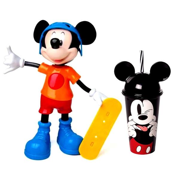 Imagem de Kit do Boneco do Mickey Radical com Copo com Orelhas e Canudo